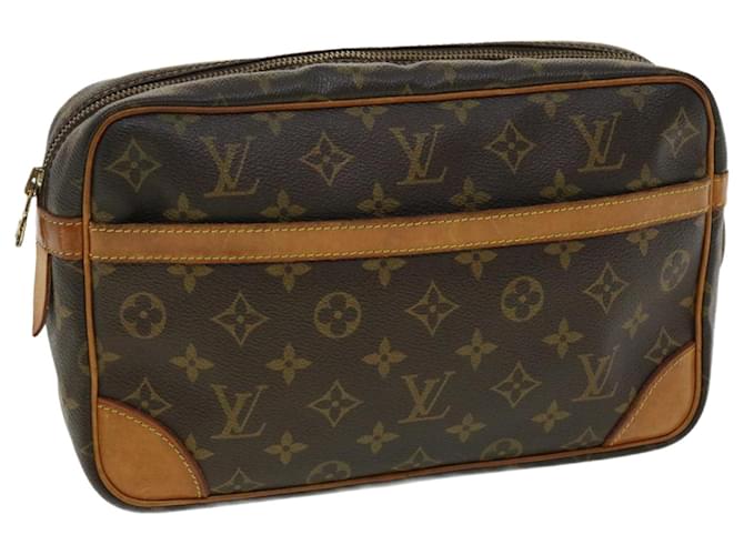 Compiegne 28 leather clutch bag Louis Vuitton Brown in Leather