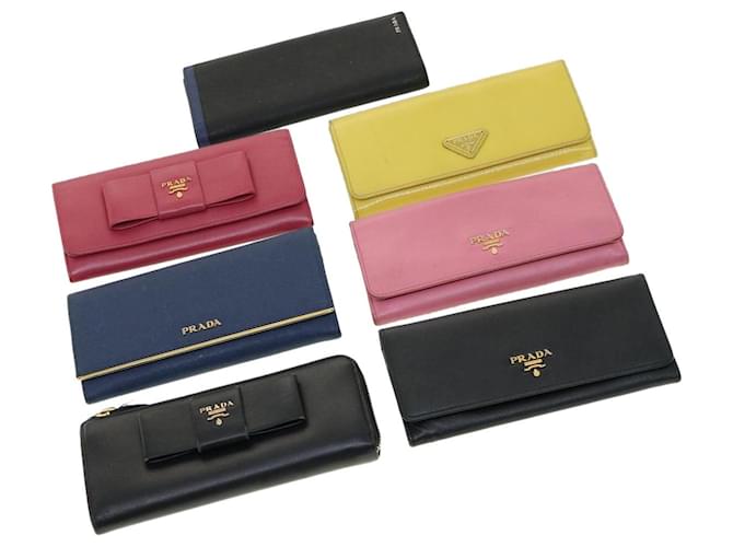 PRADA Wallet Leather 7Set Pink Yellow Auth ar7607 ref.669251 Joli Closet