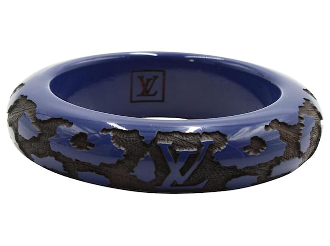 Louis Vuitton LV Logo Leomonogram Armreif aus marineblauem Holz  ref.669527