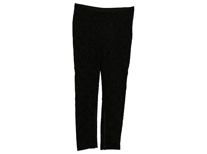 Valentino Pantalon en dentelle avec zip latéral en viscose noire Polyester  ref.669535