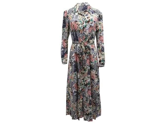 Autre Marque Saloni Vanessa Midi Shirt Dress in Floral Print Silk  ref.669557