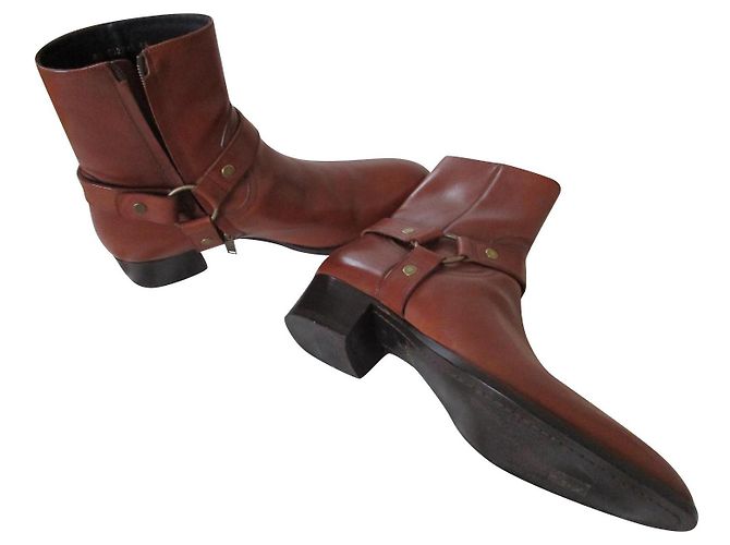 Saint Laurent Arnês Botas Wyatt, Pointure 46. Marrom
