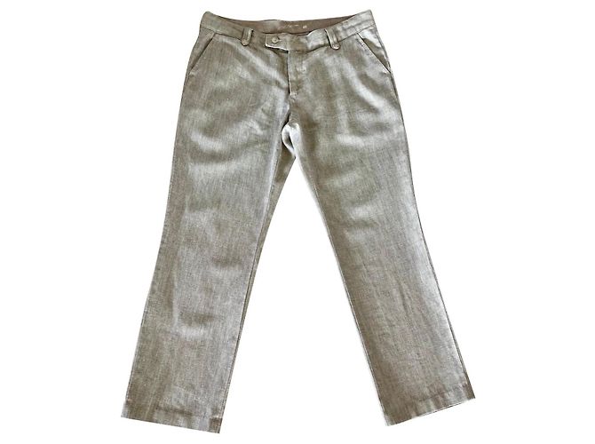 Light khaki raw linen chinos Adolfo Dominguez T.46