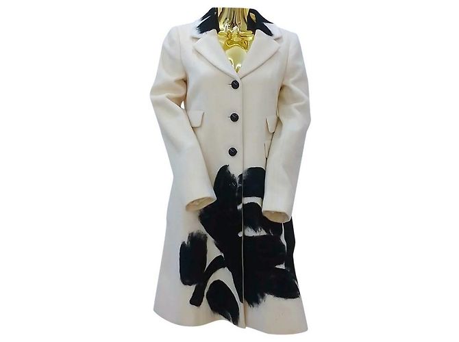 #moschino#lana#parka#cappotto#nero#crema#38#m