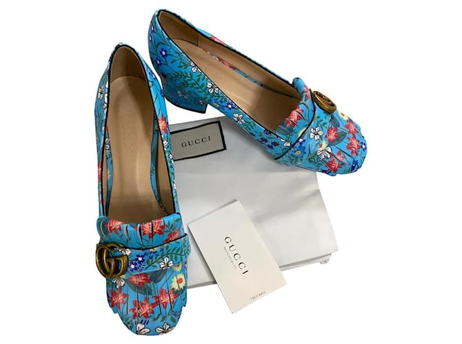 Gucci Heels Blue Leather  ref.670208