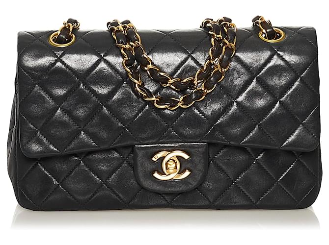 Chanel Black Small Classic Lambskin Leather Double Flap Bag ref.670243 -  Joli Closet