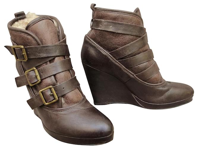 Maje p low-boots 37 Dark brown Leather  ref.670300