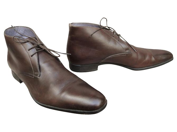 Santoni Chukka Boots Dark Brown Leather 41