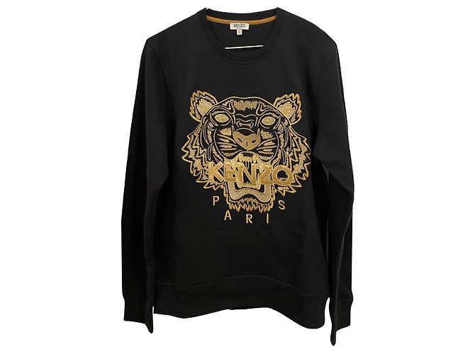 Kenzo Sweatshirt aus schwarzer Baumwolle mit Logo Stickerei