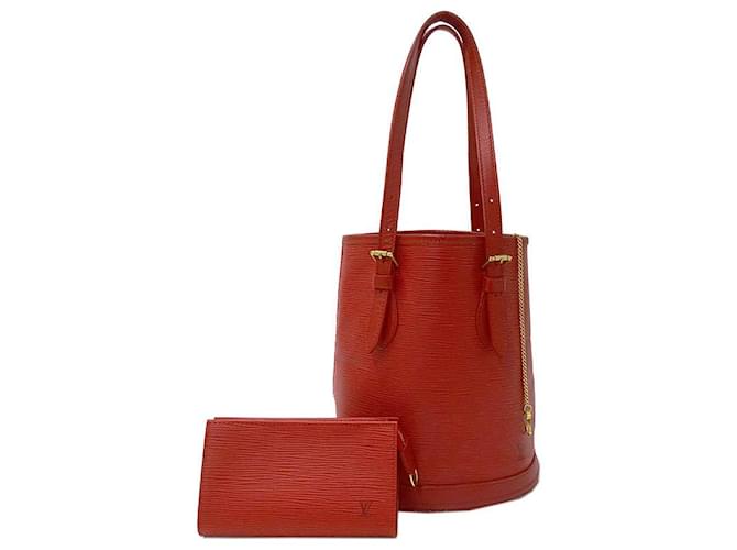 Louis Vuitton Bucket Red Leather  ref.670761