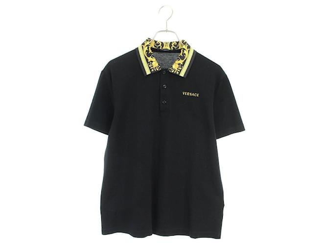 *VERSACE Baroque pattern switching logo embroidery short sleeve polo shirt