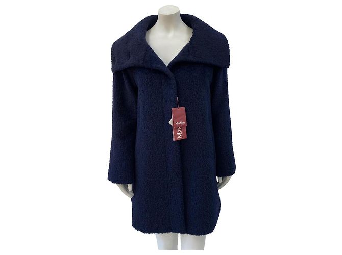 Max Mara Studio Alpaca Coat Blue