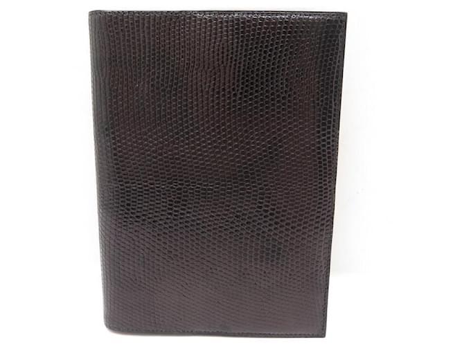 Hermès NEW HERMES GLOBE TROTTER AGENDA AND FOLIO COVER IN BLACK LIZARD LEATHER Exotic leather  ref.671050