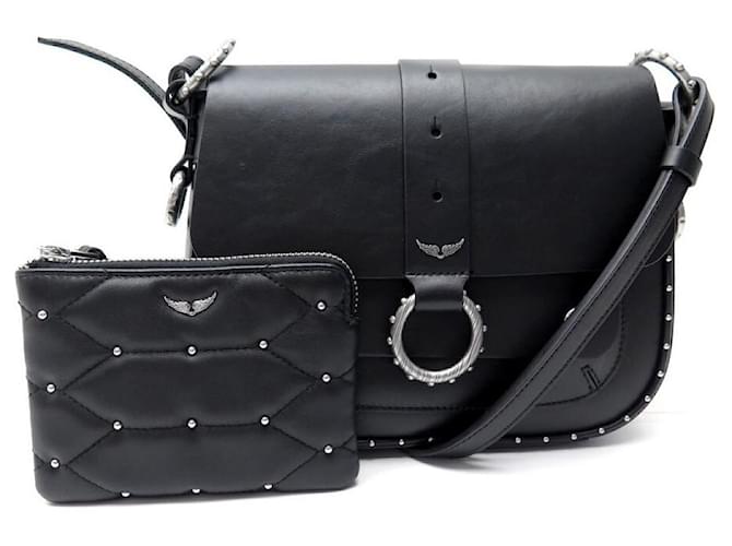 Zadig & Voltaire X Kate Moss Black Wallet On Silver Chain Bag