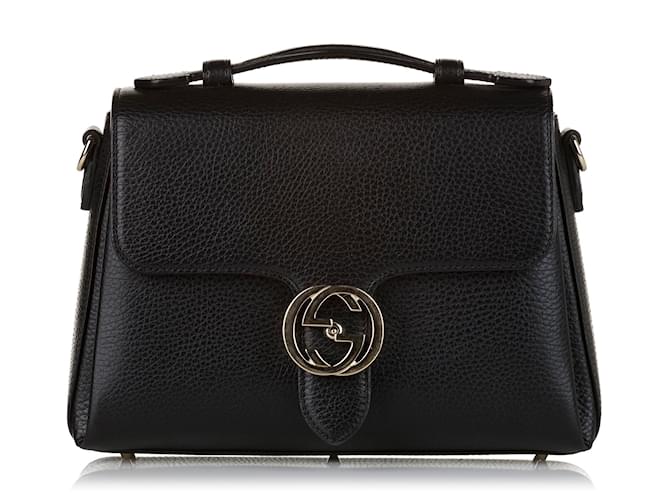 Gucci Black Interlocking G Satchel Leather Pony-style calfskin ref.671382 -  Joli Closet