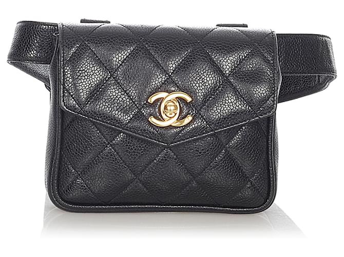 Chanel Black Matelasse Caviar Leather Belt Bag ref.671397 - Joli Closet
