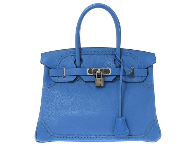 Hermès HERMES BIRKIN Azul Couro  ref.671464