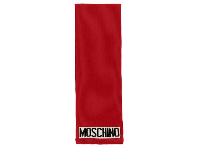 Écharpe à logo en tricot côtelé Moschino Noir  ref.671512