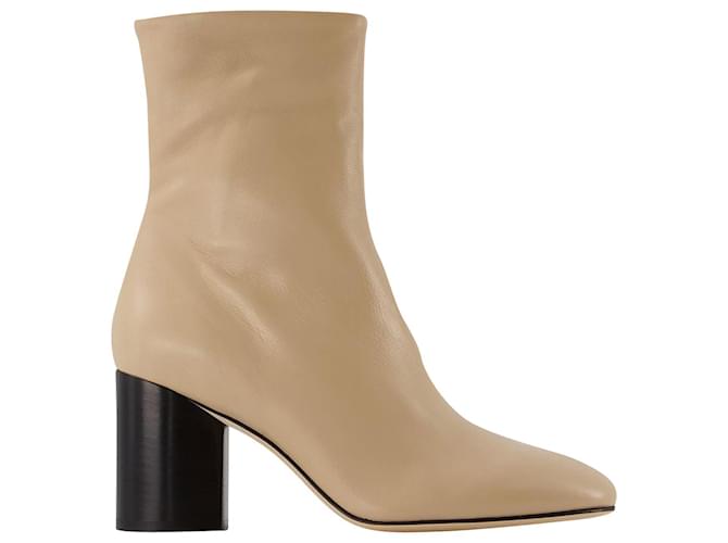 Aeyde Alena 75Mm Round Toe Ankle in leatherBoot Beige  ref.671517