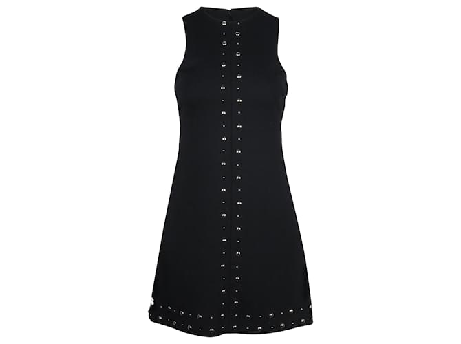 Saint Laurent Studded Sleeveless Mini Dress in Black Laine Wool  ref.671528