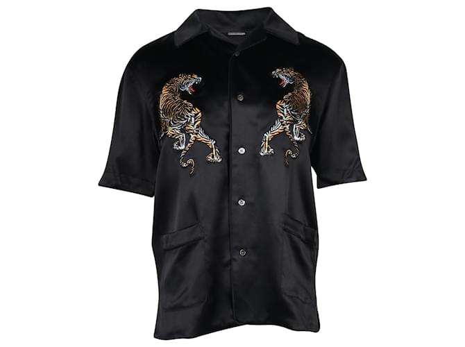 Alexander Wang Tiger-Motif Shirt in Black Silk  ref.671607