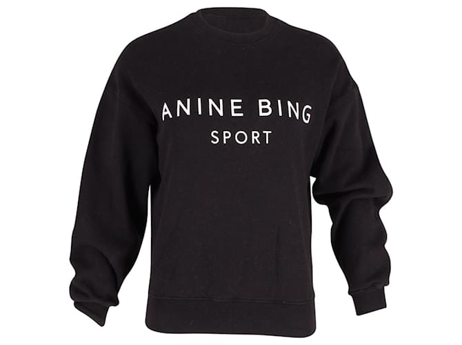Anine Bing Evan Branded Sweatshirt in Black Organic Cotton  ref.671807