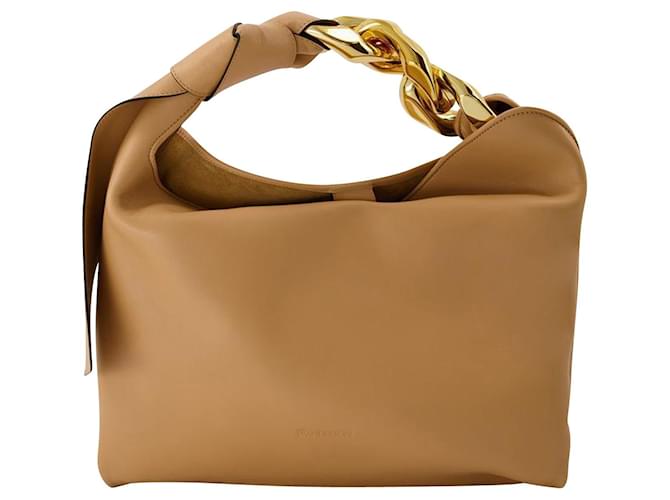 JW Anderson Small Chain Hobo Bag in Beige Leather  ref.671825