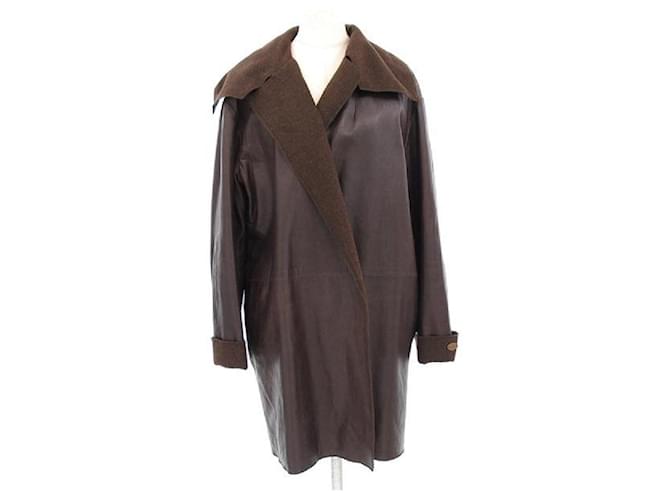 Manteau en cuir Chanel Cuir d'agneau Marron  ref.671878