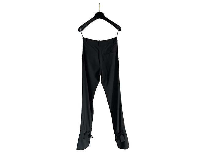Calça Chanel preta de lã com laços Preto