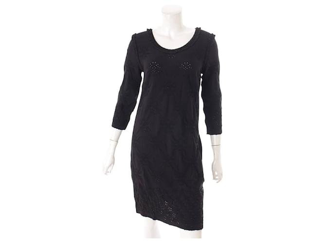 * [Chanel] Chanel Jacquard Knit Dress Jersey Black Cotton  ref.672761