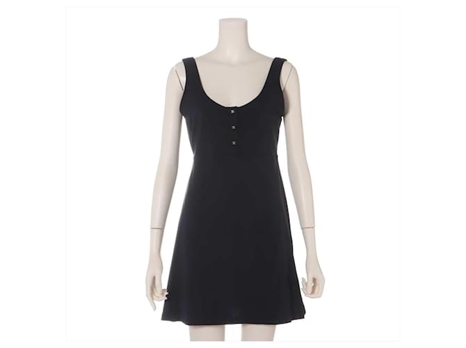 * Chanel Coco Button 97C Nylon Sleeveless Dress 42 Ladies Black Swimwear  ref.672769