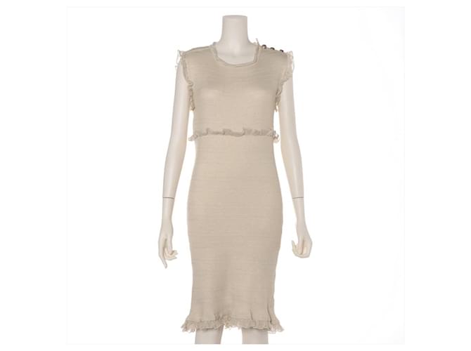 * Chanel Cocomark P37 Cashmere x Silk Knit Dress Beige  ref.672773