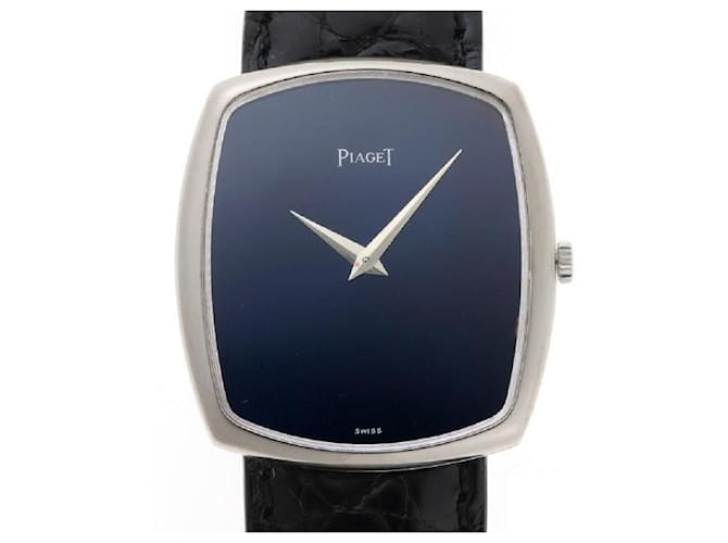 *PIAGET Piaget No- watch Hand winding Blue dial 750WG Black White Golden Leather White gold  ref.672800
