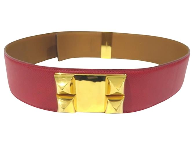 Hermès Collier de chien Red Leather  ref.672915