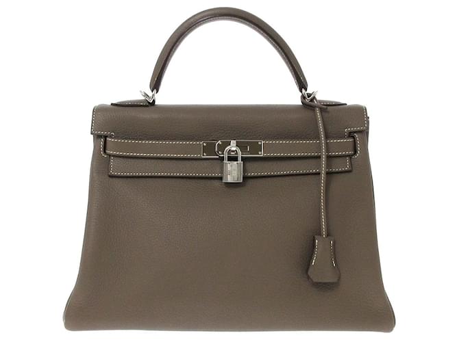 Hermès hermes kelly 32 Handbag in Grey Leather  ref.673124