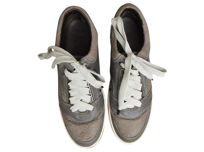 Lanvin Sneaker aus Leder grau Größe 44