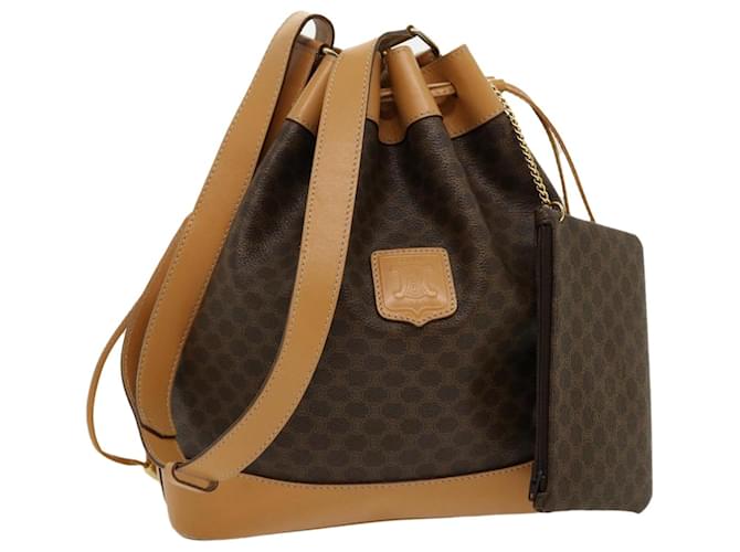 Céline CELINE Macadam Canvas Shoulder Bag PVC Leather Brown Auth am2637g  ref.673456