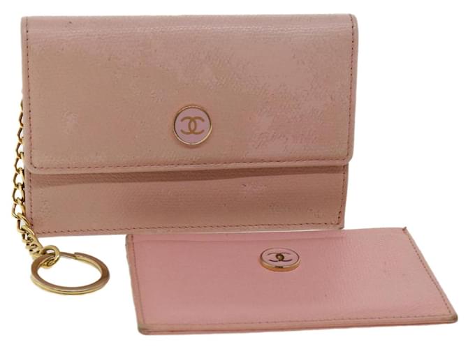 CHANEL card Coin Purse Leather 2Set Pink CC Auth yk5155  ref.673466