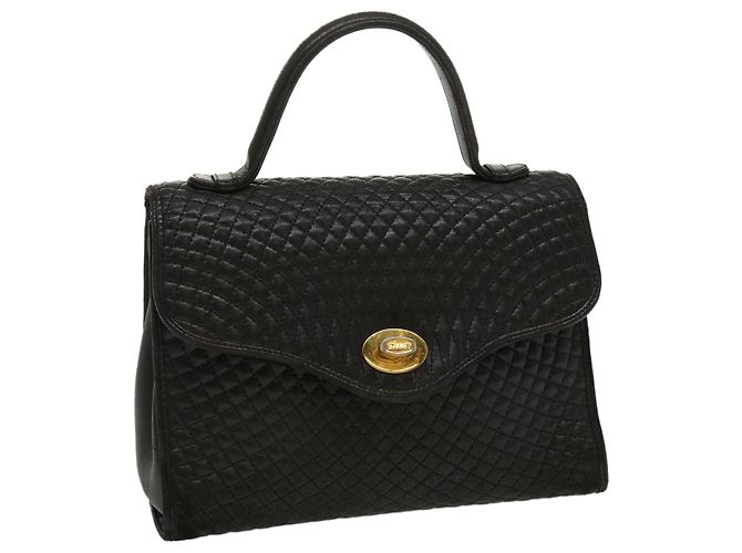 BALLY Sac à Main Cuir Noir Auth am2821g