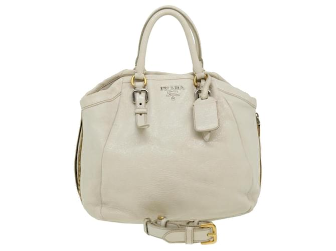 PRADA Hand Bag Leather 2way White Auth am2830g  ref.673501