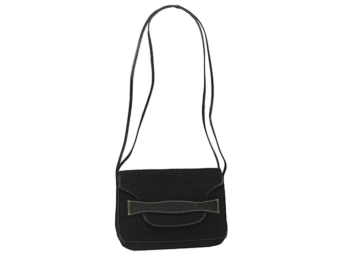 FENDI Zucchino Canvas Shoulder Bag Black Auth rd3030  ref.673546