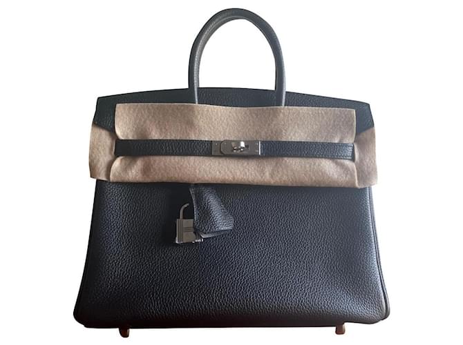 Hermès HERMES BIRKIN BAG 25 BLACK TOGO 2022 Leather  ref.673822