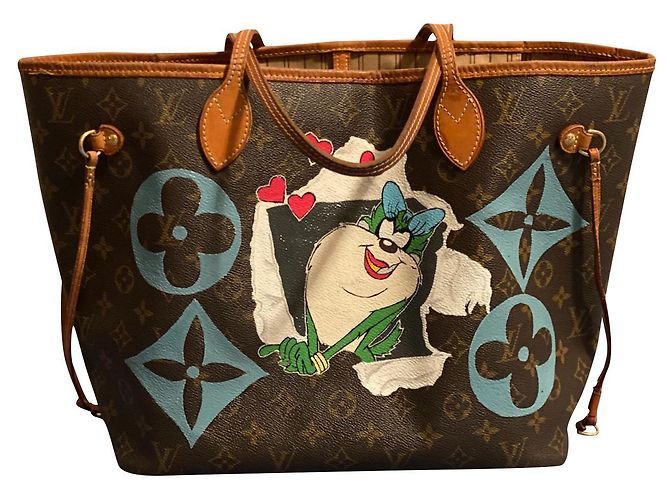 Neverfull Louis Vuitton MM inesistente Marrone Cotone