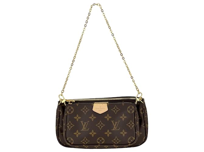 Bolso de hombro Louis Vuitton Multi Pochette Accessoires Monogram Canvas Marrón Usado Castaño Cuero  ref.673915