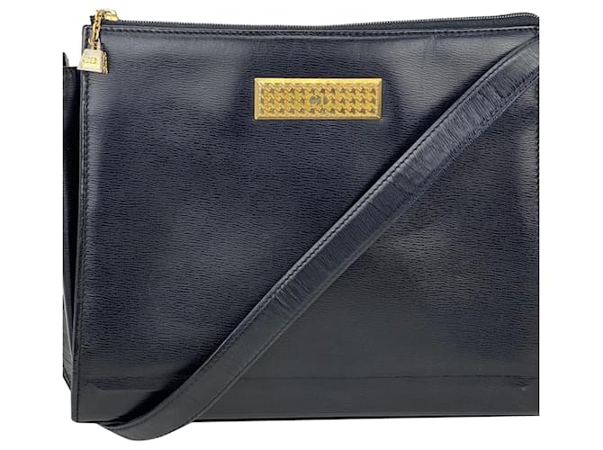 CHRISTIAN DIOR Borsa a tracolla regolabile in pelle nera Autentica di proprietà Nero  ref.673942