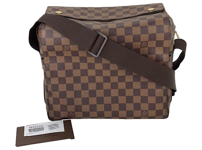 Louis Vuitton Damier Ebene Canvas Naviglio Shoulder Messenger Bag N45255 Pre owned Brown Cloth  ref.673948