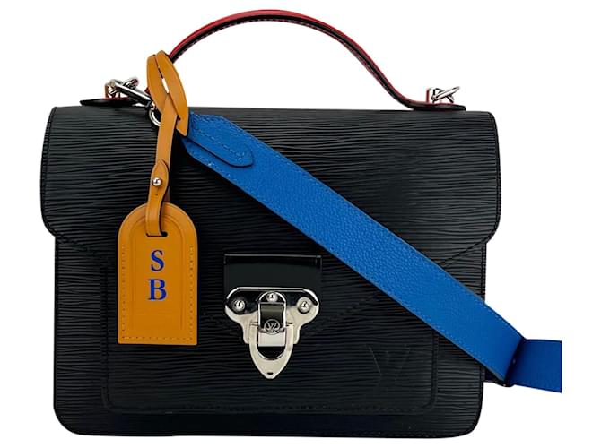 Louis Vuitton mensageiro Epi Noir Neo Monceau Mão Ombro 2 Way Bag Usada Preto Couro  ref.673980