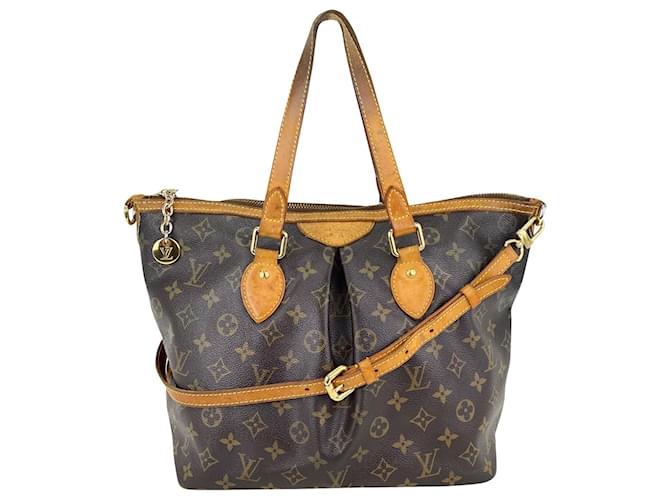 Louis Vuitton Monogram Palermo PM Shoulder Tote Bag M40145 authentic pre owned Brown Cloth  ref.674017