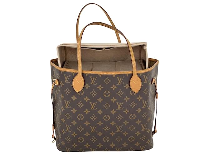 LOUIS VUITTON Neverfull MM Monogram Brown Shoulder Tote Bag Added Insert Preowned Cloth  ref.674019