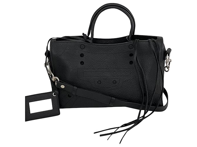 BALENCIAGA Tote Hardware Perforated S City Black Leather Shoulder Bag Preowned  ref.674024